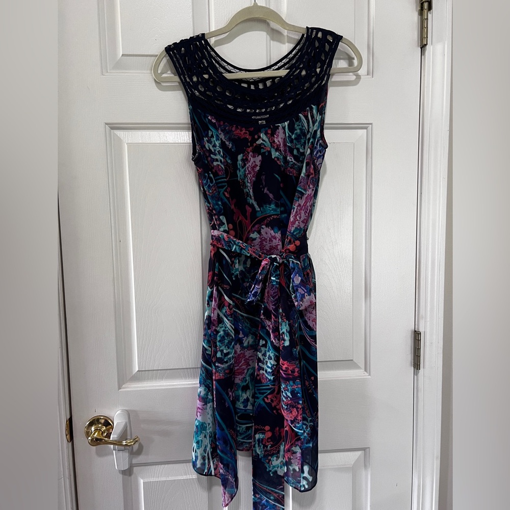 Soma Navy Asymmetrical Floral Dress